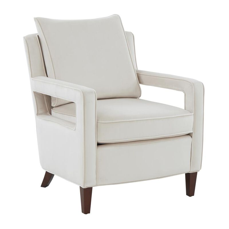 Comfort Pointe Questa Sea Oat Velvet Accent Arm Chair