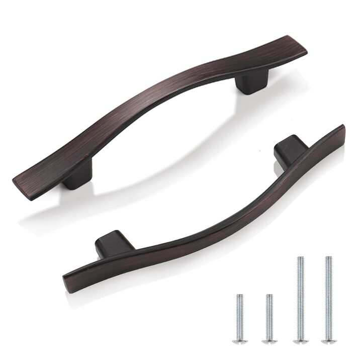 Knobonly 5 Pack Cabinet Handles 3 inch(76mm) Hole Centers, Oil Rubbed Bronze Drawer Pulls, Bridge Design, Zinc Alloy