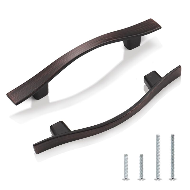 Knobonly 30 Pack Cabinet Handles 3 inch(76mm) Hole Centers, Oil Rubbed Bronze Drawer Pulls, Bridge Design, Zinc Alloy