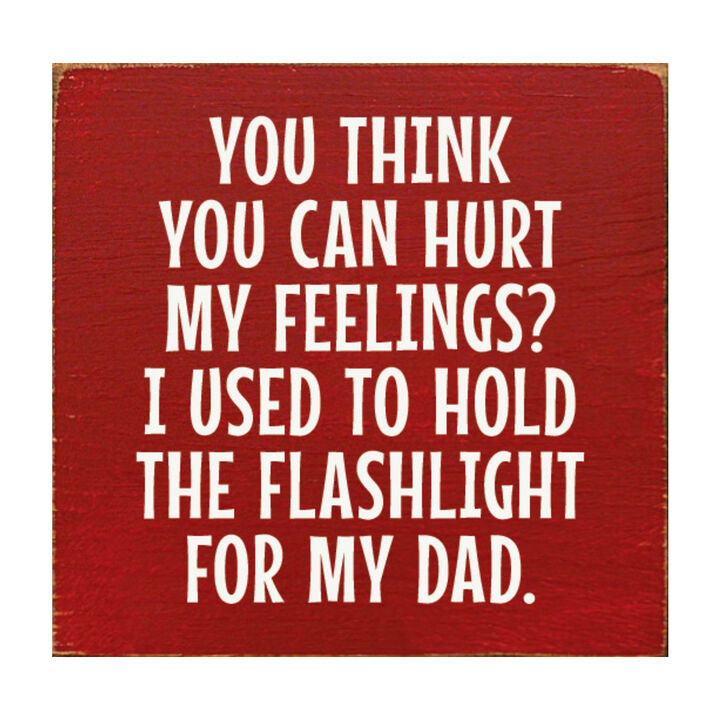 Rustic Wood Sign You Think You Can Hurt My Feelings Funny Dad Workshop Wall Decor