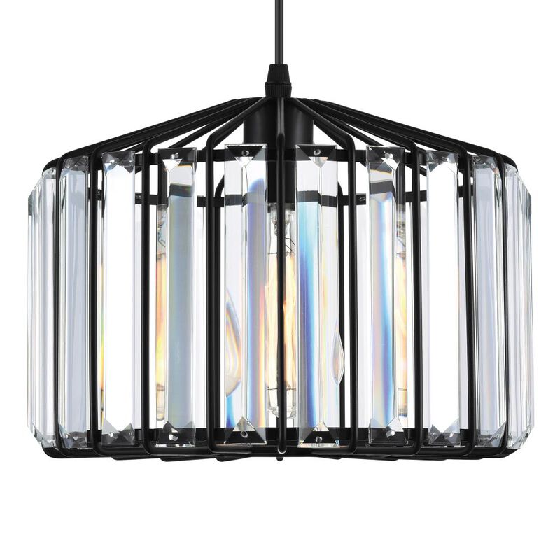 Alethia 1 Light Drum Shade Pendant With Black Finish