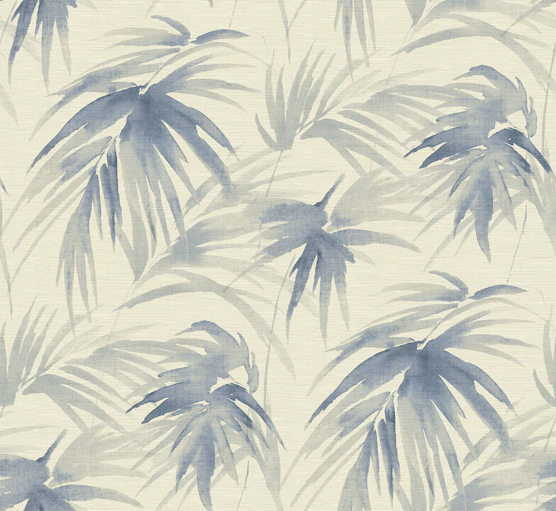 Darlana Blue Grasscloth Wallpaper