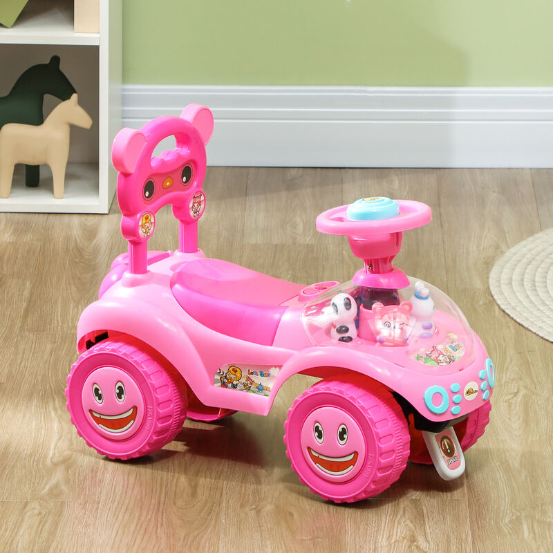 BreeBe Foot to Floor Toddler Push Car w/ Horn, Light, Music, Anti-Over-Backwards Device & Underseat Storage image number 7