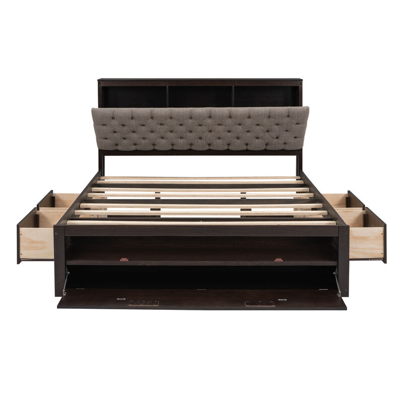 Merax Platform Bed with Storage Headboard