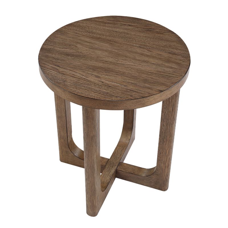 Bly Side End Table, Round Top, X base, Transitional Light Brown 20 Inch image number 4