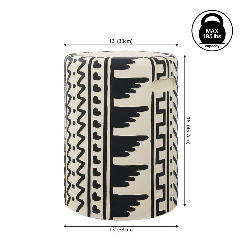 Yoli MidCentury Modern Geometric Drum Garden Stool