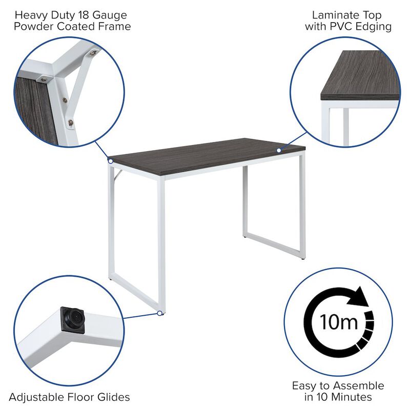 Flash Furniture Tiverton Office Computer Desk and Home Office Desk - 47" Long (Gray/White) image number 1