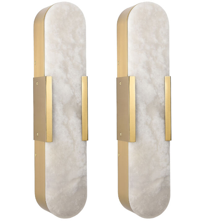 3.5 in. 1-Light LED Wall Sconce with Stone Shade (Set of 2)