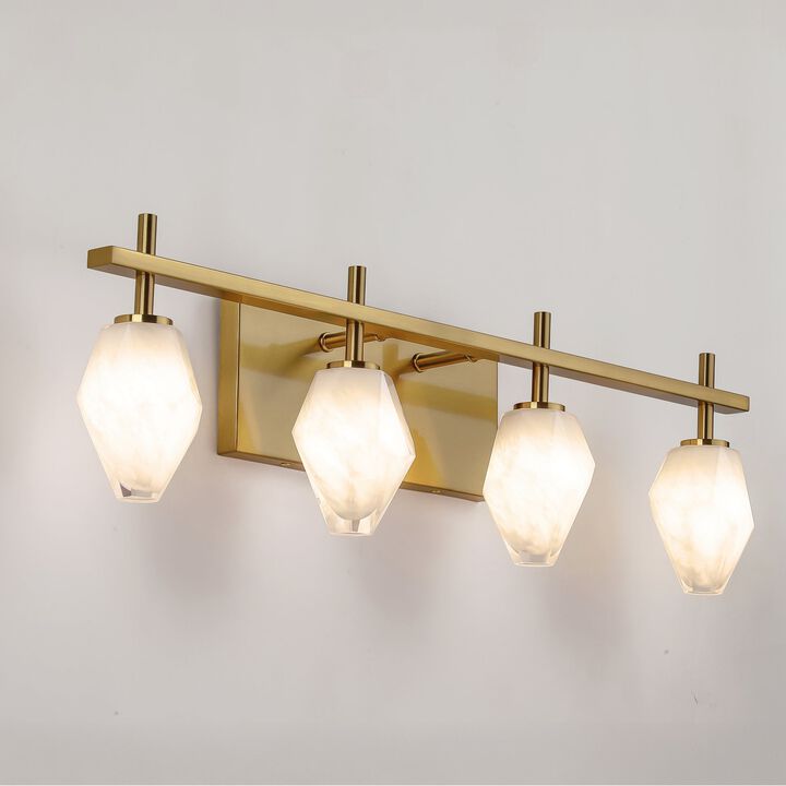 Vanity Light for Bathroom, Multi-Faceted Glass Shade, Electroplated Finish