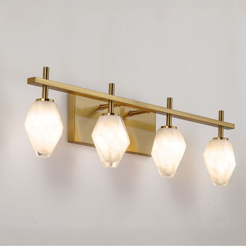 Vanity Light for Bathroom, Multi-Faceted Glass Shade, Electroplated Finish image number 0