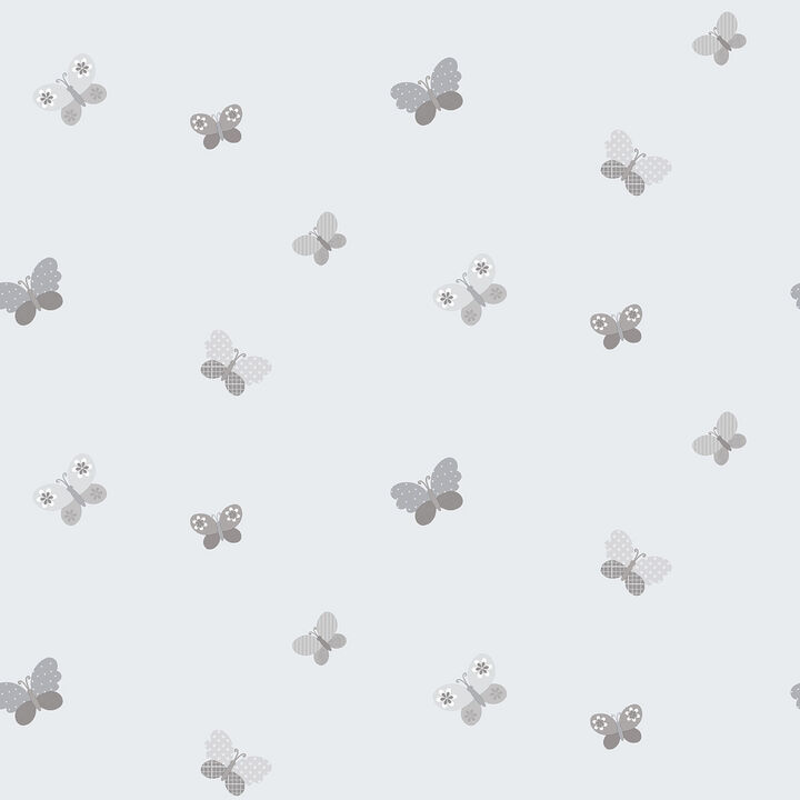 Just 4 Kids 2 Butterflies Silver Grey Wallpaper G56504