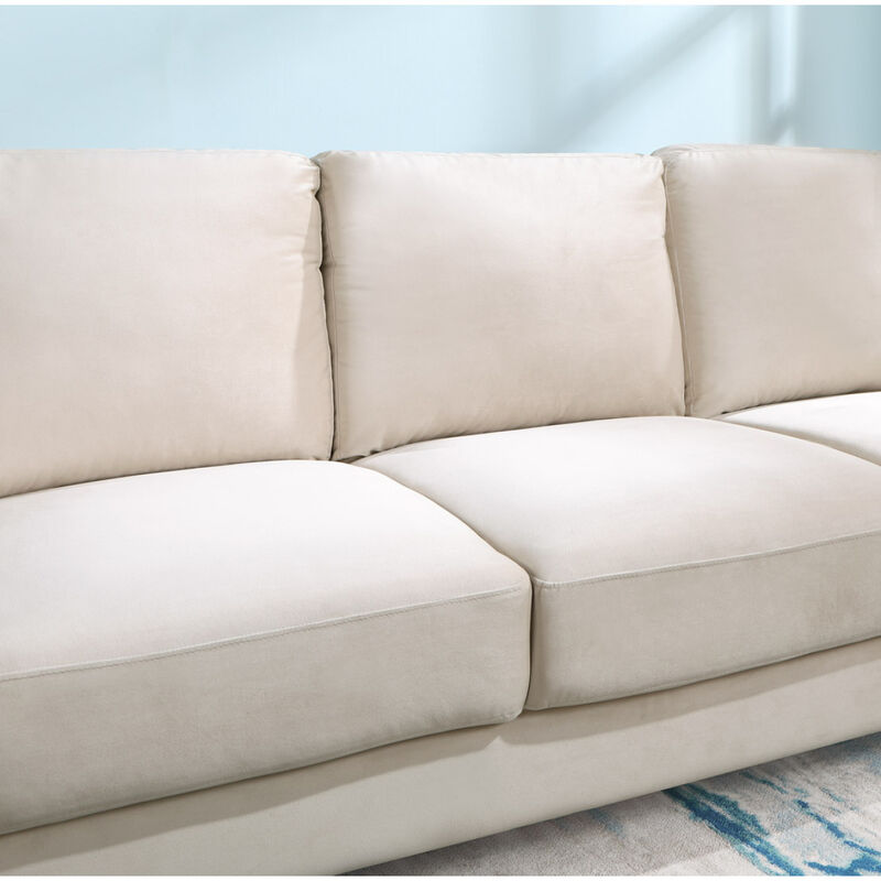 Modern 3-Seater Sofa for Small Space, Velvet Beige