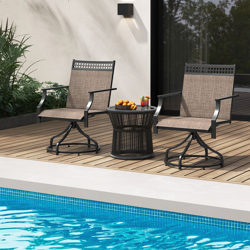 Patio Swivel Dining Chairs Set of 2 with Heavy-duty Metal Frame and Armrests image number 2