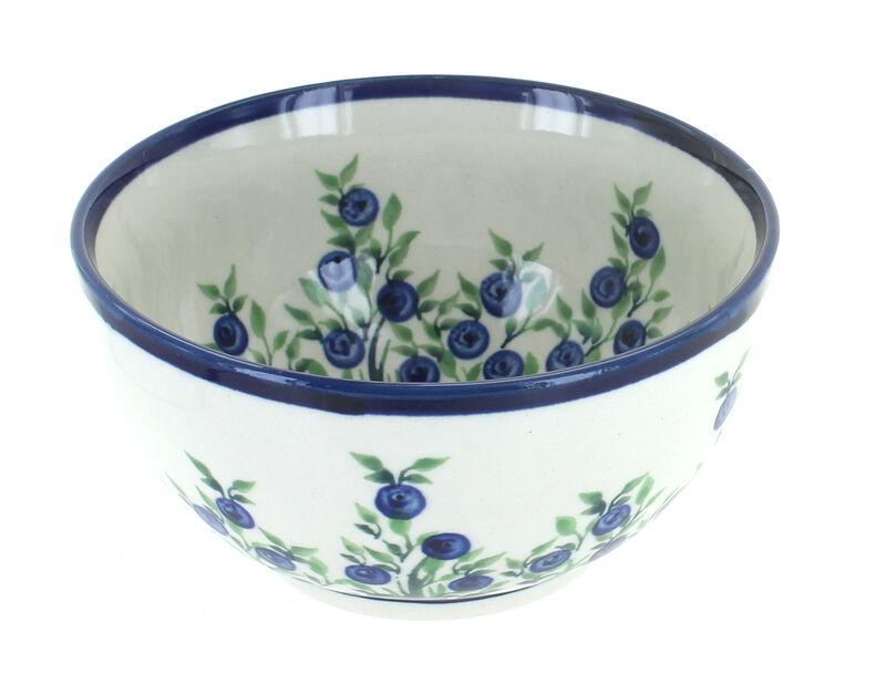 Blue Rose Polish Pottery Porcelain Vine Dessert Bowl