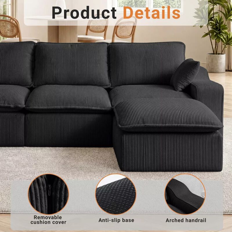 107" L-Shaped Modular Sectional Sofa image number 2