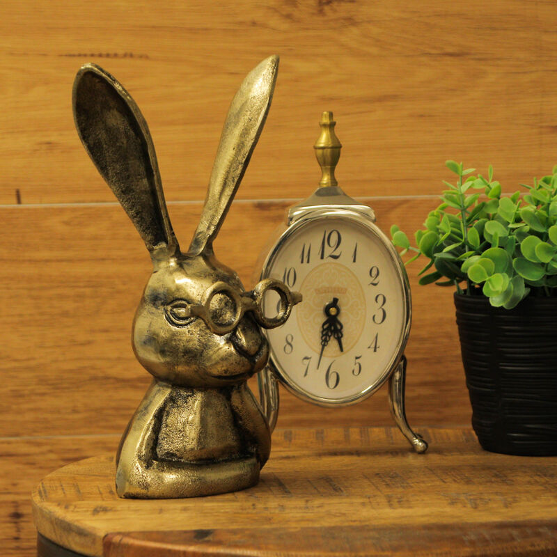 Whimsical Gold Bunny Statue &ndash; 10.25" Cast Aluminum, Elegant Home Decor image number 6