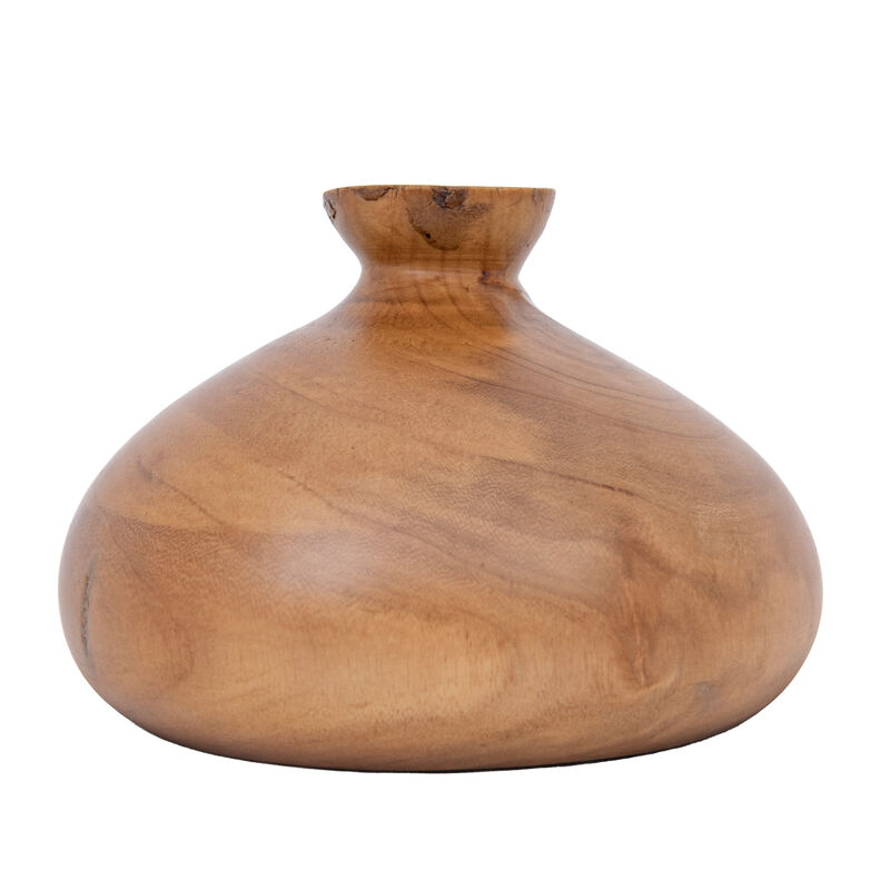 Decorative Paulownia Wood Vase, Walnut Finish image number 3