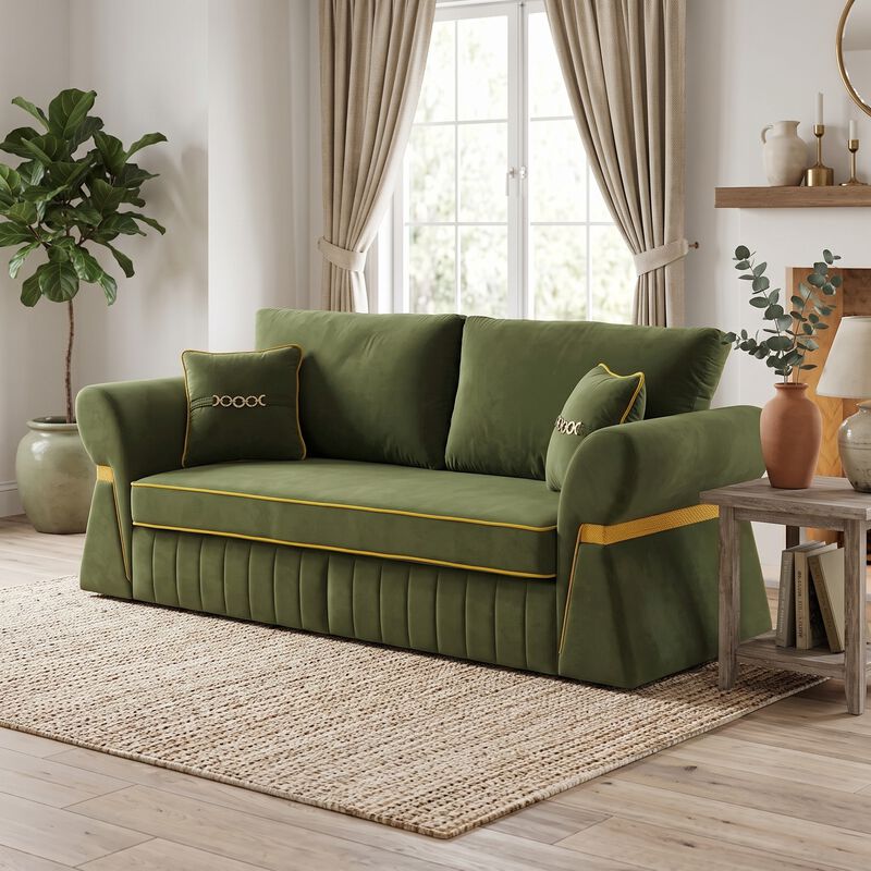 Pifpru 83.5 Inch Velvet 3 Seater Sofa Couch image number 2