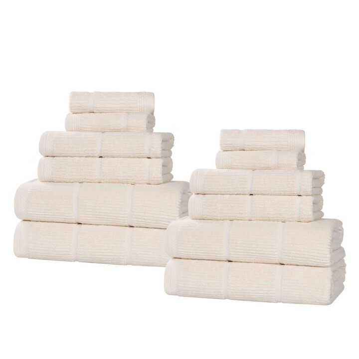 Solid Ribbed Viscose Cotton Blend Towel Set for Everyday Use