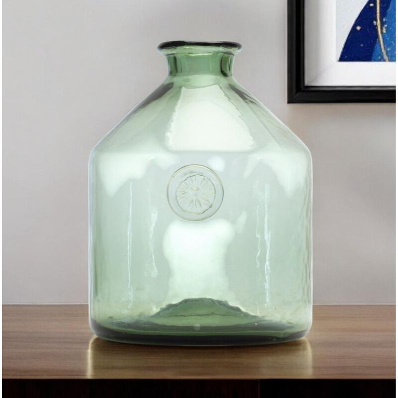 Hivvago 9 Inch Sage Green Cylinder Glass Table Vase