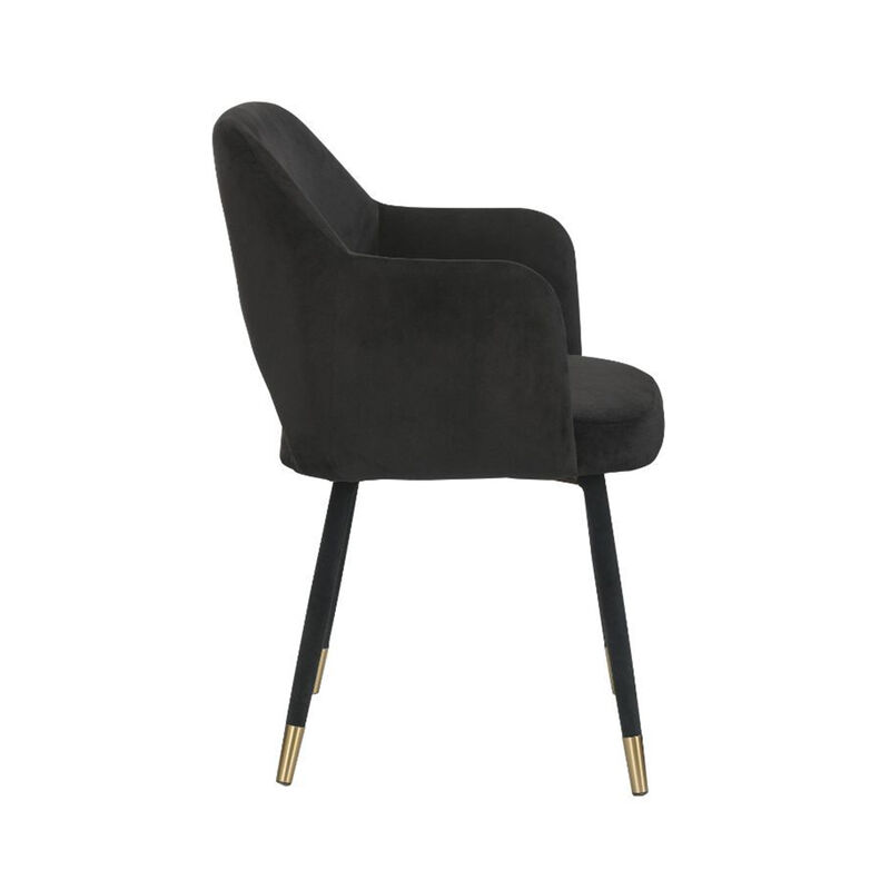 Black Velvet Accent Chair in Gold image number 3