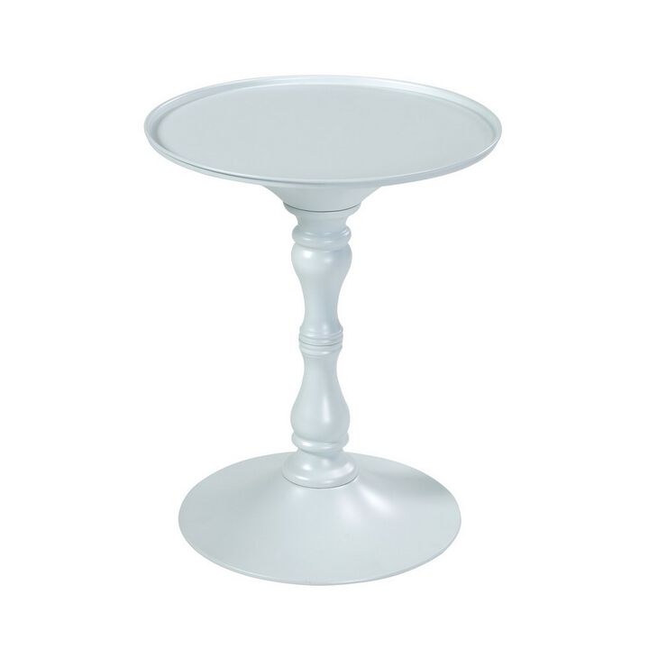 Wowi 23 Inch Side End Table, Round Hourglass Turned Base, White Finish - Benzara