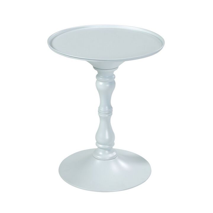 Wowi 23 Inch Side End Table, Round Hourglass Turned Base, White Finish