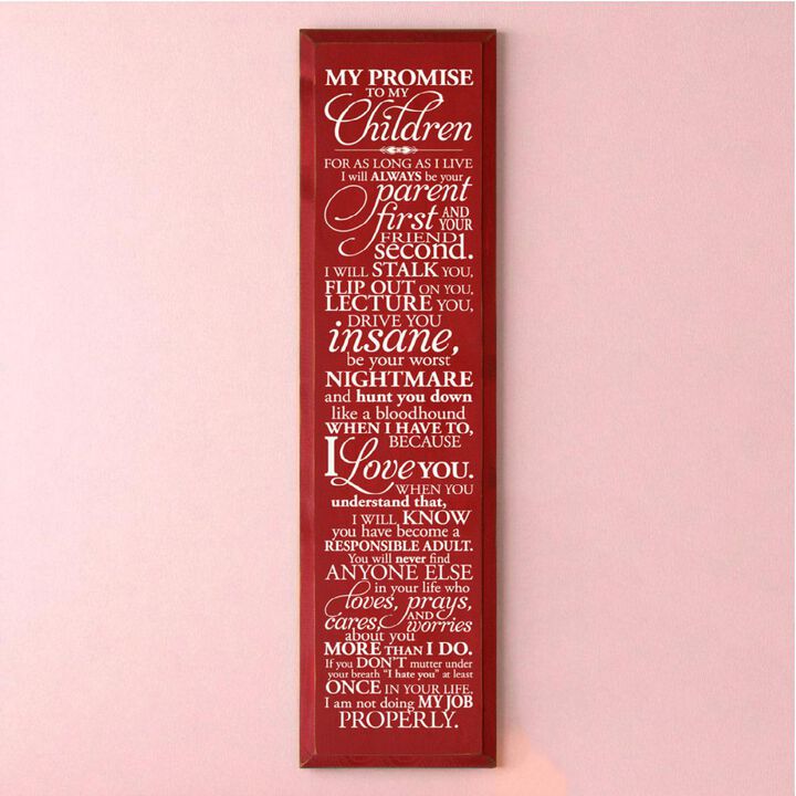 Parent Promise Wood Sign Inspirational Family Quote Rustic Home Wall Decor