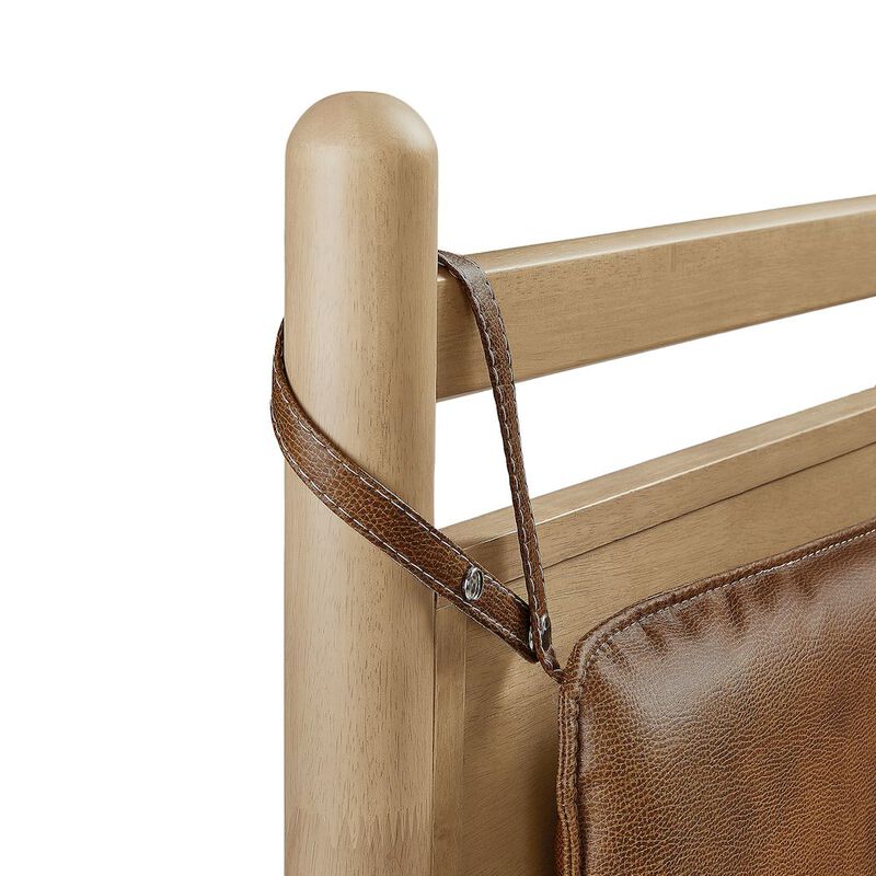 Leni Twin Size Vegan Leather and Wood Platform Bed Frame image number 6