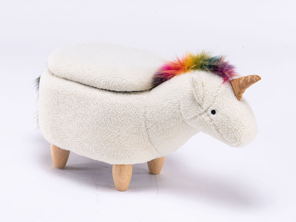 Multicolored Unicorn Storage Ottoman