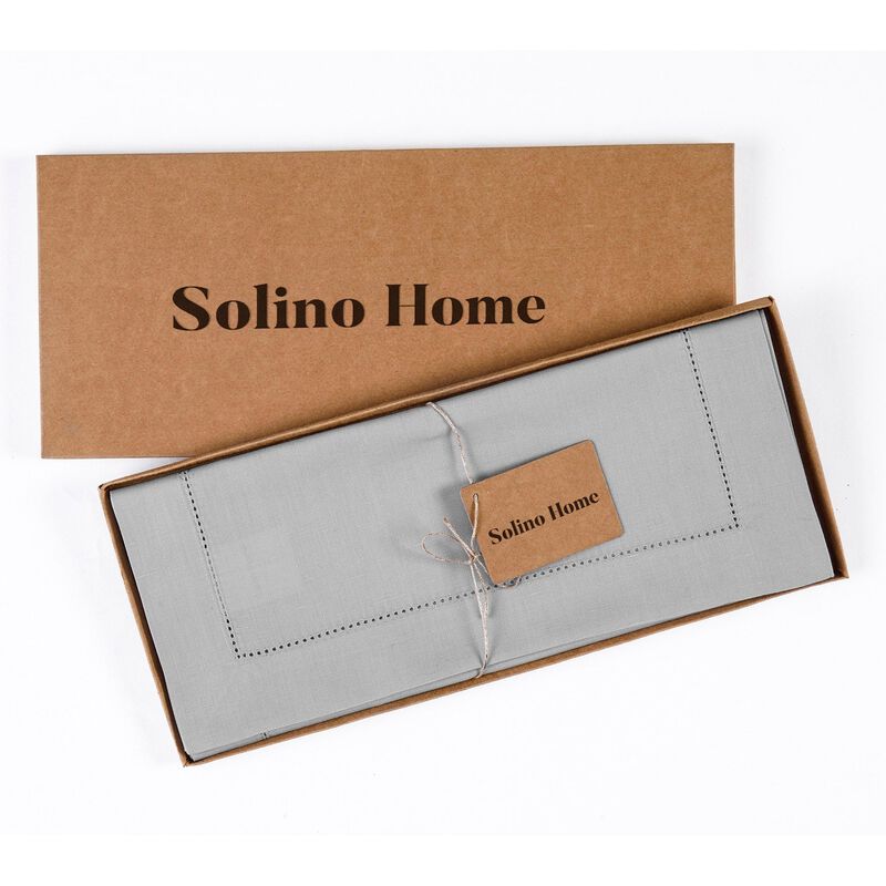 Solino Home Cotton Linen Hemstitch Table Runner &ndash; Handcrafted, Machine Washable, Perfect for Holiday and Everyday Dining