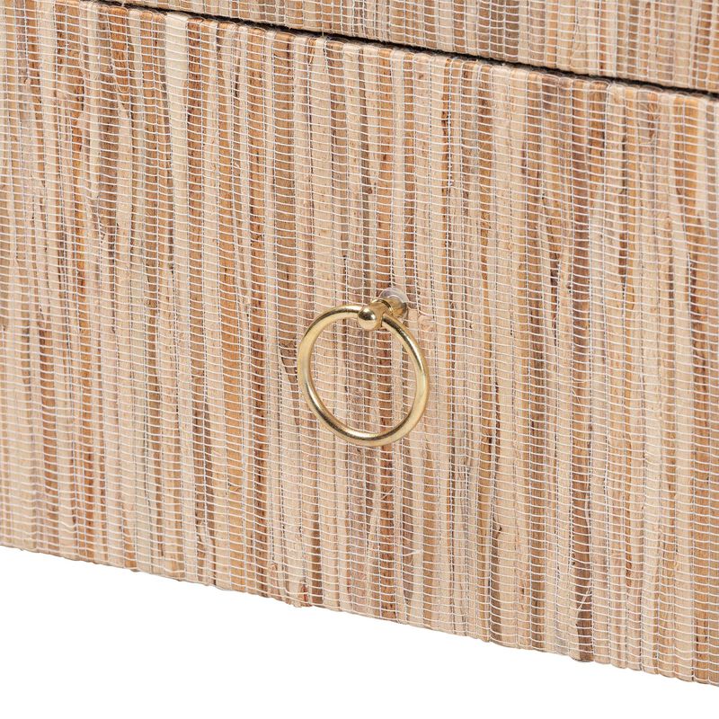 bali & pari Hannah Bohemian Woven Grasscloth 1 Drawer Nightstand