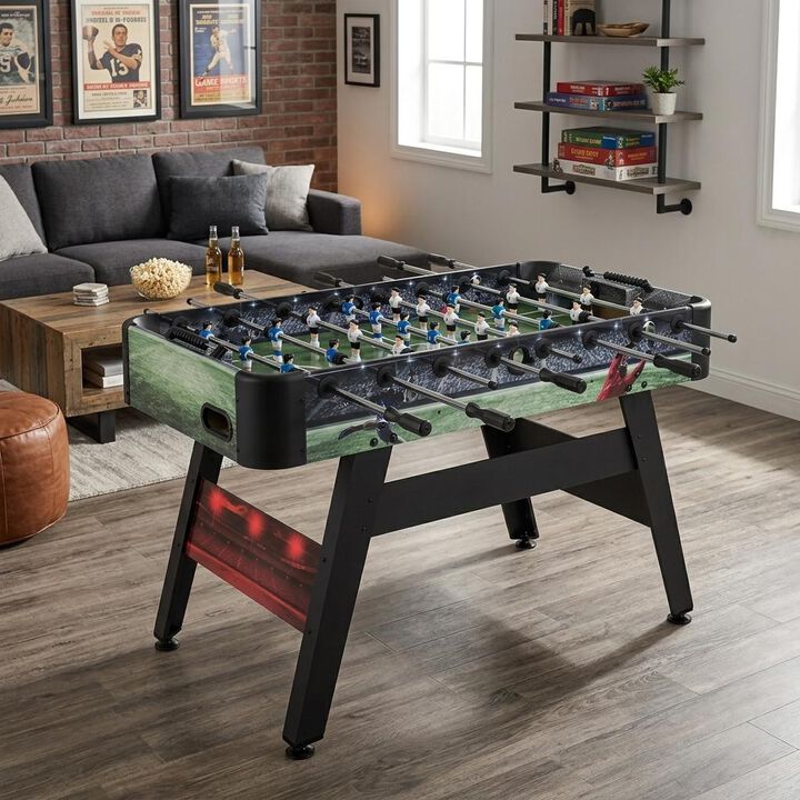 54 Inch Full Size Foosball Table for Game Room with 2 Balls and Handles