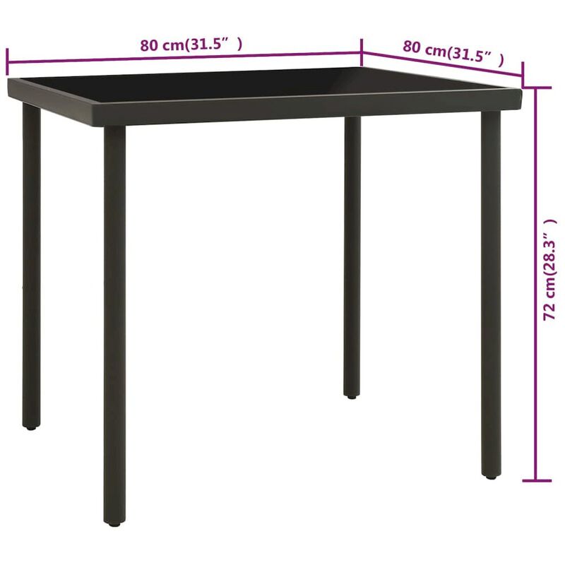 Outdoor Dining Table Black and Anthracite