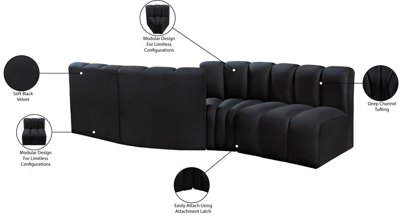Meridian Furniture Arc Black Velvet Modular Sofa image number 8