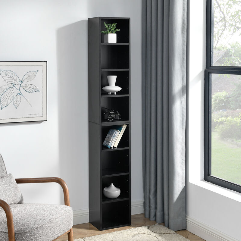 GOODSILO 8-Tier Media Tower Rack with Adjustable Shelves, Slim CD DVD Storage Cabinet image number 4