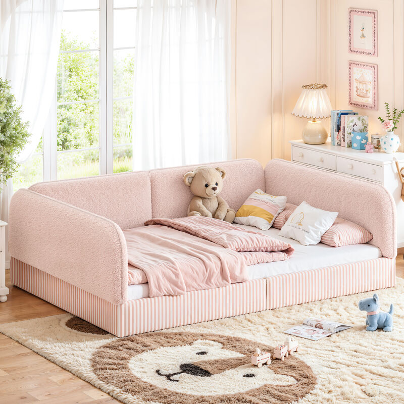 Hemzas Teddy Boucl&eacute; Upholstered Kids Daybed Frame image number 1