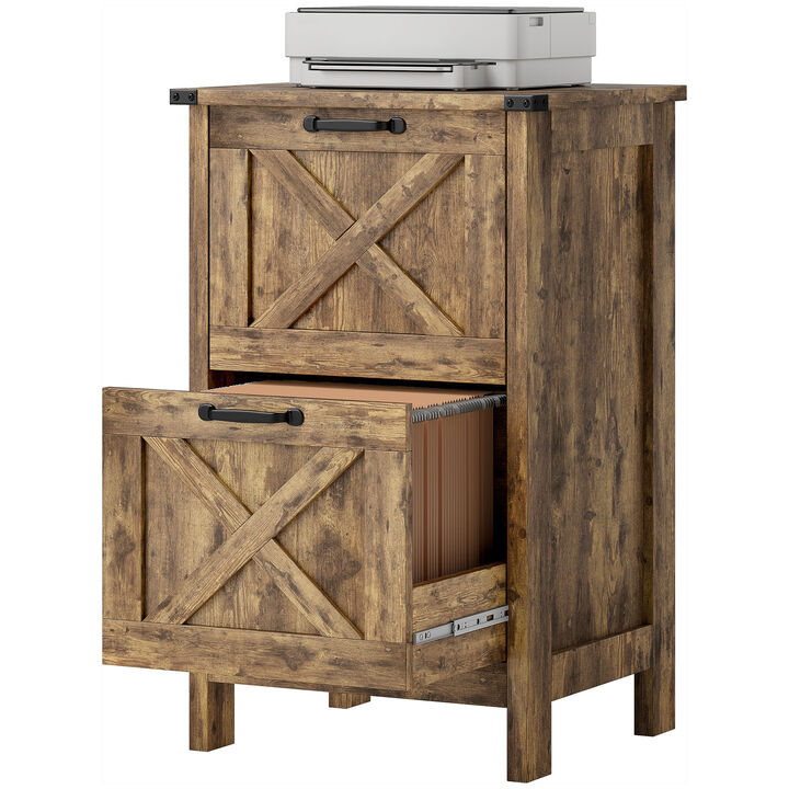 Hivvago Rustic 2-Drawer Vertical Filing Cabinet for Home or Office