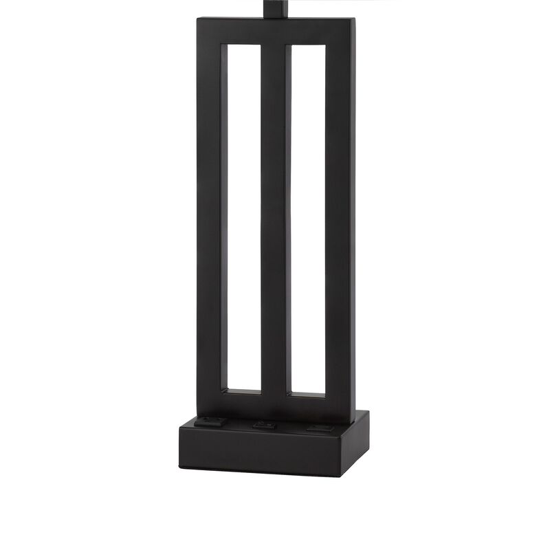 Haney Table Lamp, 1 Outlet, USB Port, Bronze Slim Keyhole Base 30 Inch - Benzara