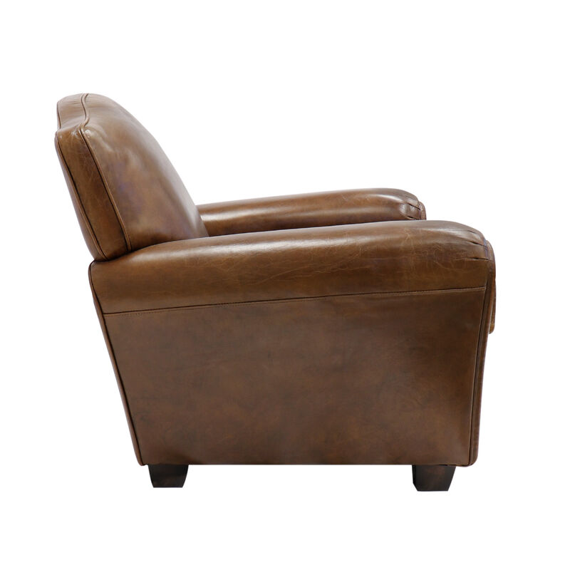Pasargad Home Palermo Genuine Leather Modern Wing Chair image number 3