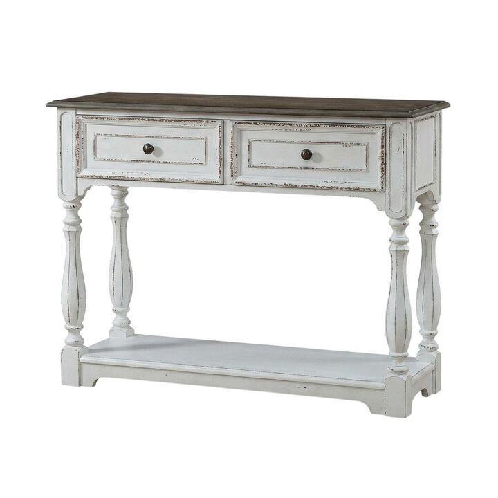 Liberty Furniture White, Console Table, Quality Build, Durable Wood Frame