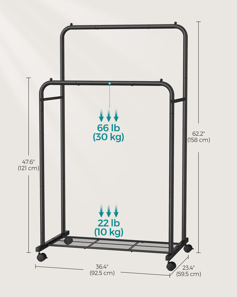 Double-Rod Garment Rack Adjustable Clothing Organizer with Dual Rails image number 4