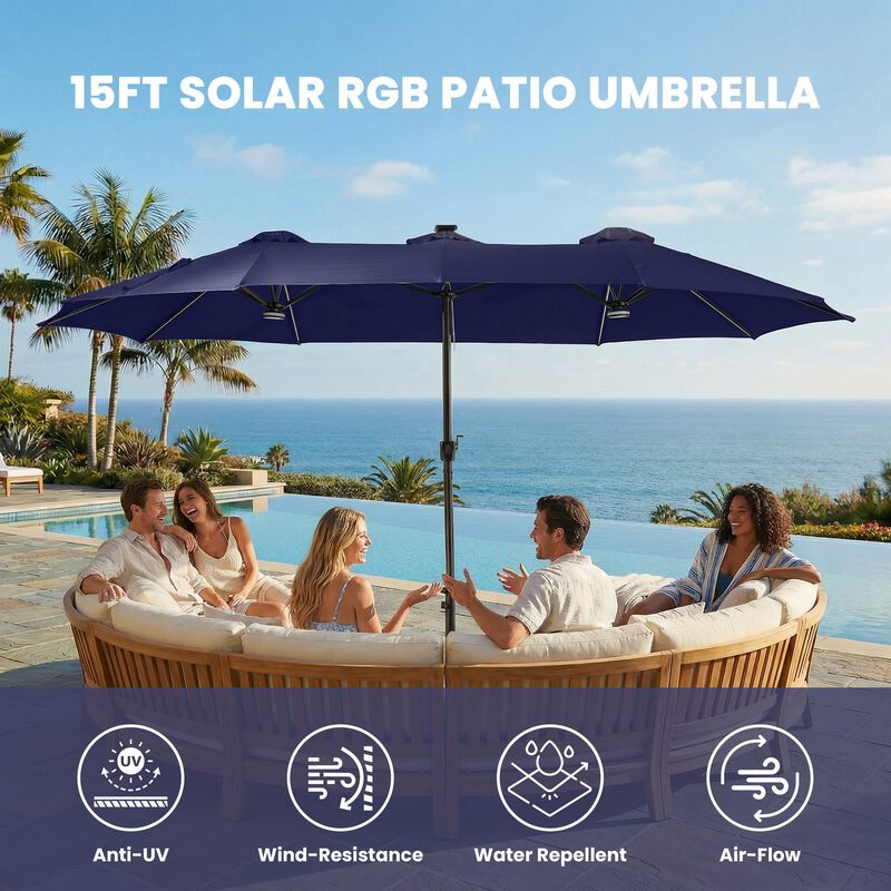 heavy duty solar patio umbrella Best Choice Products 10ft LED Offset Hanging Outdoor Market w/ Adjustable Tilt it delivers both generous shade by day and inviting lighting by nightperfect for backyard gatherings 10 Ft Patio Umbrella Offset