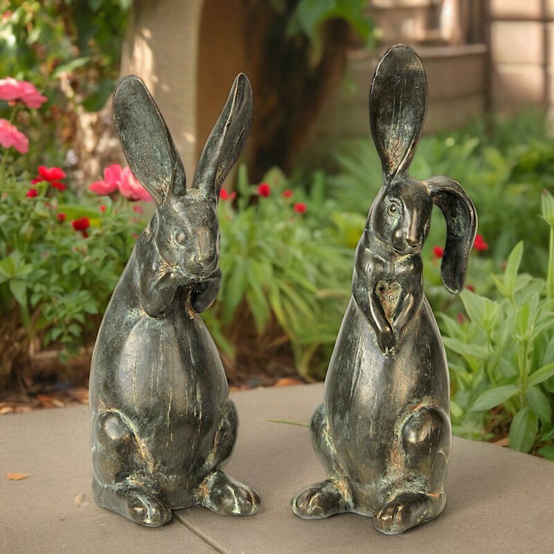 Floppy-Eared Rabbit Statues (Set of 2) for Garden, Yard, and Outdoor Decoration