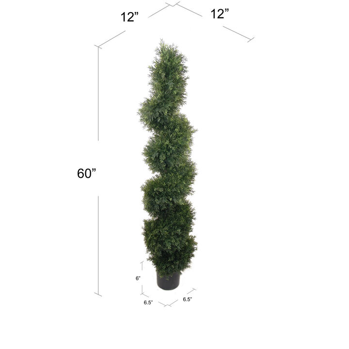 5' Artificial Cedar Spiral Topiary - UV-Resistant & Lifelike - Indoor/Outdoor Decorative Faux Plant - Easy Maintenance, Realistic Design - Perfect for Adding Everlasting Greenery to Your Space