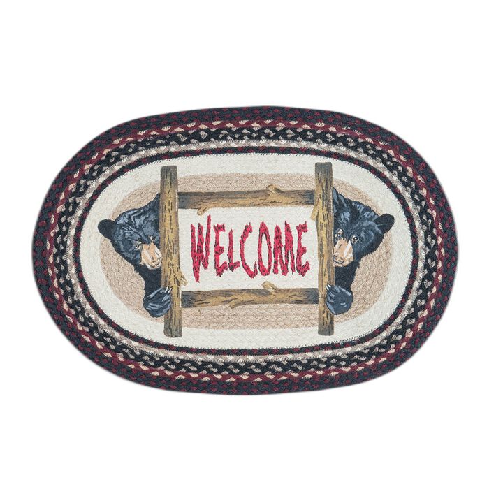 Earth Rugs Op-344 Bear Welcome Oval Patch 20 X 30