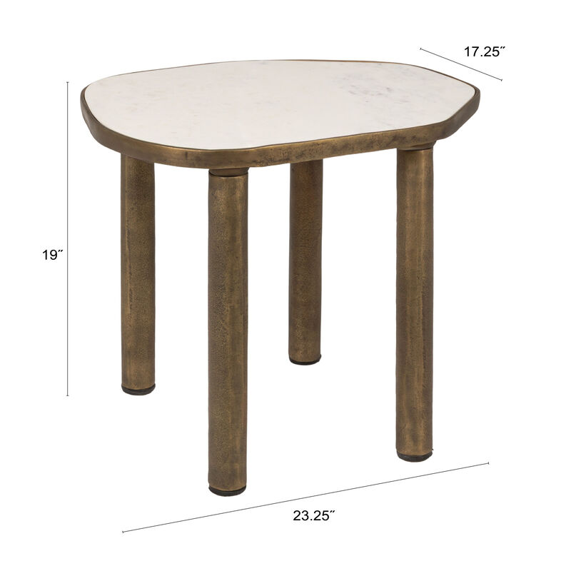 Abstract Shaped Marble End Table with Metal Legs image number 2