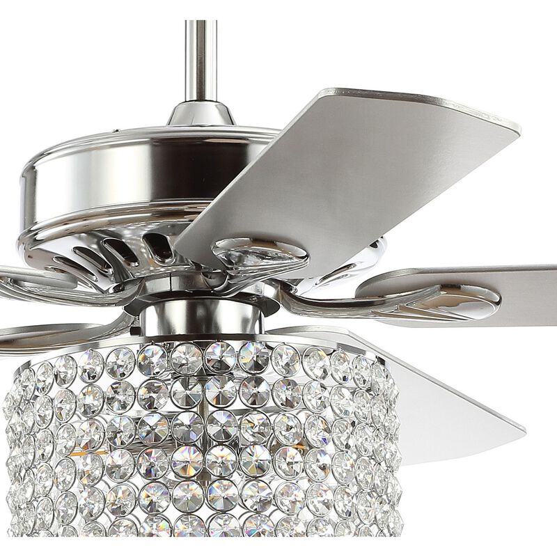 Brandy 52" 3-Light Crystal Prism Drum LED Ceiling Fan With Remote, Chrome