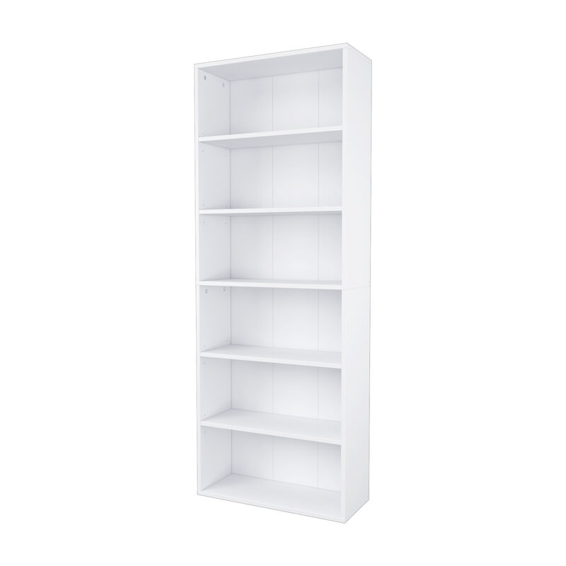 63.23 in. Tall Wood 6-Shelf Etagere Bookcase with Adjustable Shelves image number 2