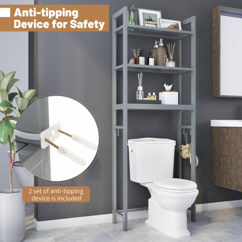 Hivvago Over-The-Toilet Storage Shelf Space Saving Metal Bathroom Organizer Hooks